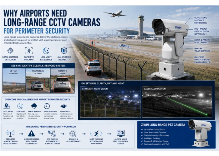 Por que os Aeroportos Precisam de Câmeras CCTV de Longo Alcance para Segurança Perimetral